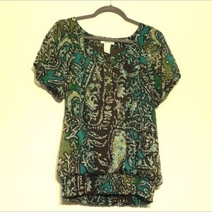 EUC Dressbarn XL patterned short sleeve top